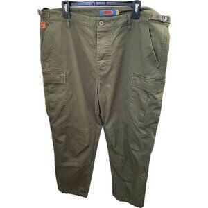 Mens Empyre Cargo Pants Size 38x30 Cotton Green Relaxed Button Fly Adjustable